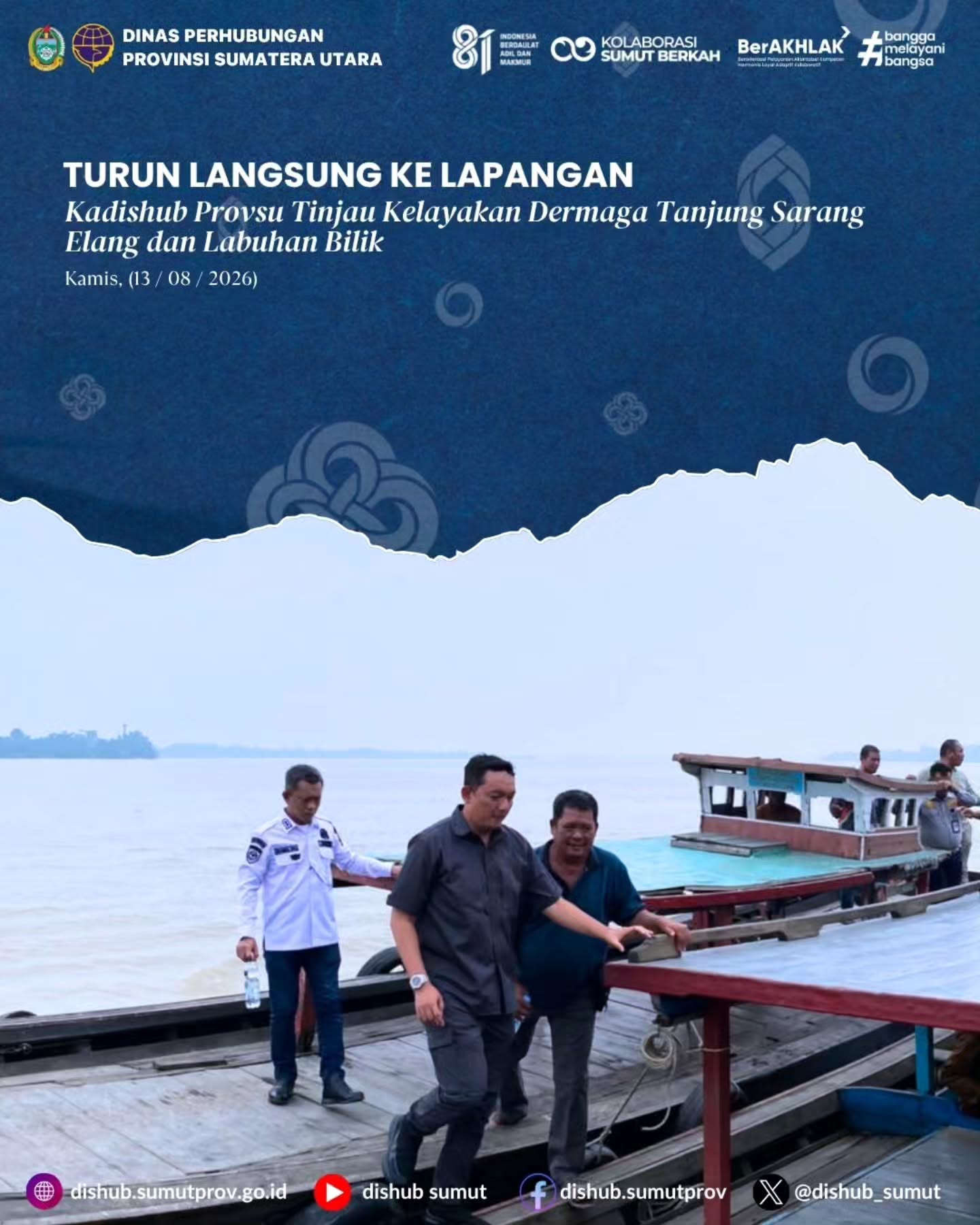 Kadishub Provsumut Tinjau Kelayakan Dermaga Tanjung Sarang Elang dan Labuhan Bilik