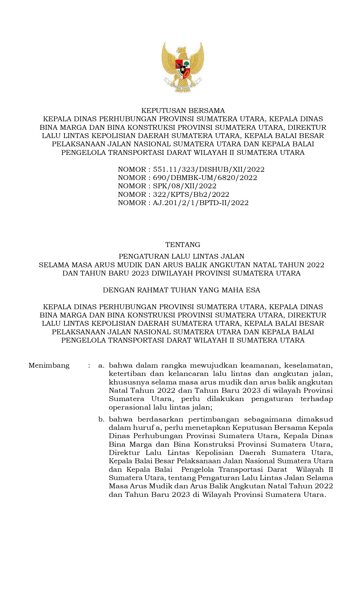 Surat Keputusan Bersama Tentang Pengaturan Lalu Lintas Jalan – Dinas ...